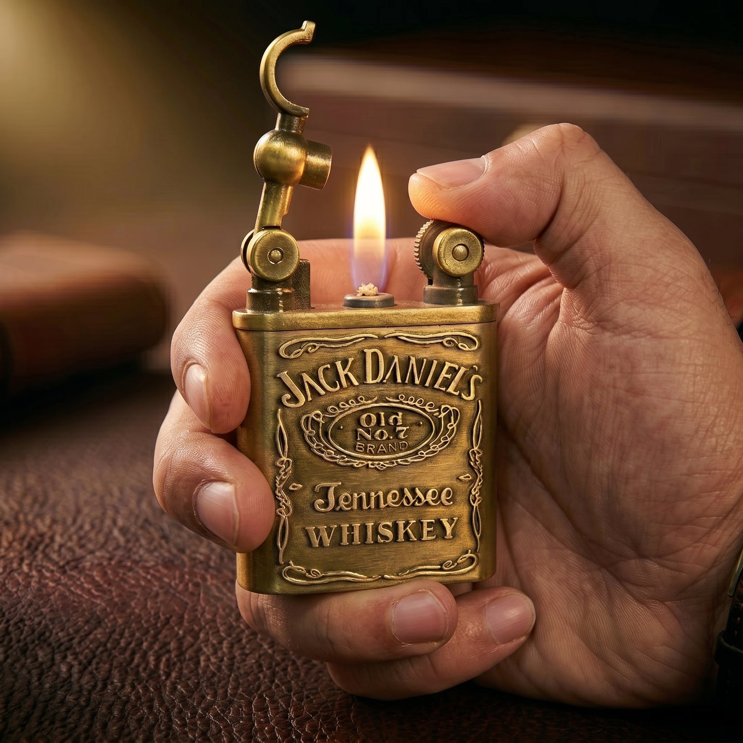 𝐕𝐢𝐧𝐭𝐚𝐠𝐞 𝐉𝐚𝐜𝐤 𝐃𝐚𝐧𝐢𝐞𝐥'𝐬 𝐁𝐫𝐚𝐬𝐬 𝐋𝐢𝐠𝐡𝐭𝐞𝐫 - 𝐀𝐧𝐭𝐢𝐪𝐮𝐞 𝐋𝐢𝐟𝐭-𝐀𝐫𝐦 𝐒𝐨𝐟𝐭 𝐅𝐥𝐚𝐦𝐞 𝐆𝐚𝐬 𝐋𝐢𝐠𝐡𝐭𝐞𝐫