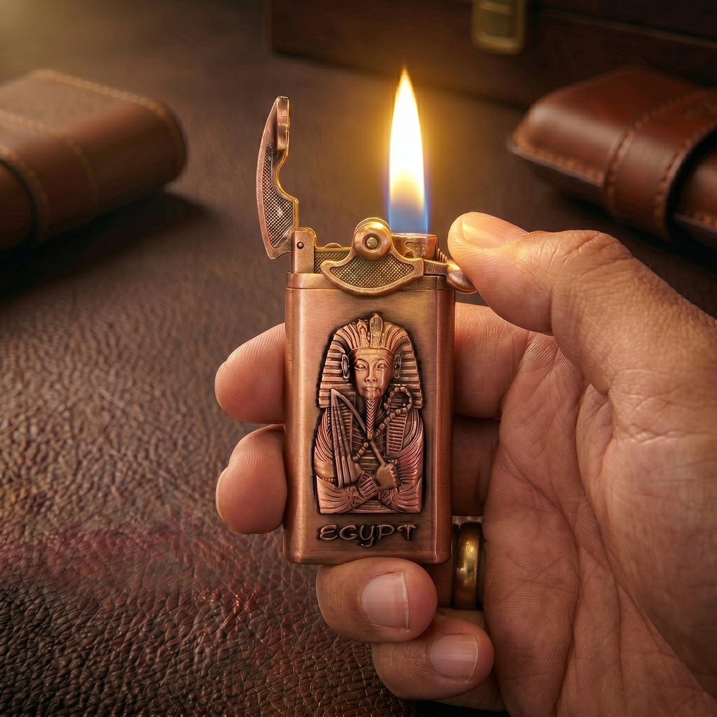 𝐏𝐫𝐞𝐦𝐢𝐮𝐦 𝐀𝐧𝐭𝐢𝐪𝐮𝐞 𝐄𝐠𝐲𝐩𝐭𝐢𝐚𝐧  𝐋𝐢𝐠𝐡𝐭𝐞𝐫 - 𝐕𝐢𝐧𝐭𝐚𝐠𝐞 𝐋𝐢𝐟𝐭-𝐀𝐫𝐦 𝐂𝐨𝐩𝐩𝐞𝐫 𝐆𝐚𝐬 𝐋𝐢𝐠𝐡𝐭𝐞𝐫