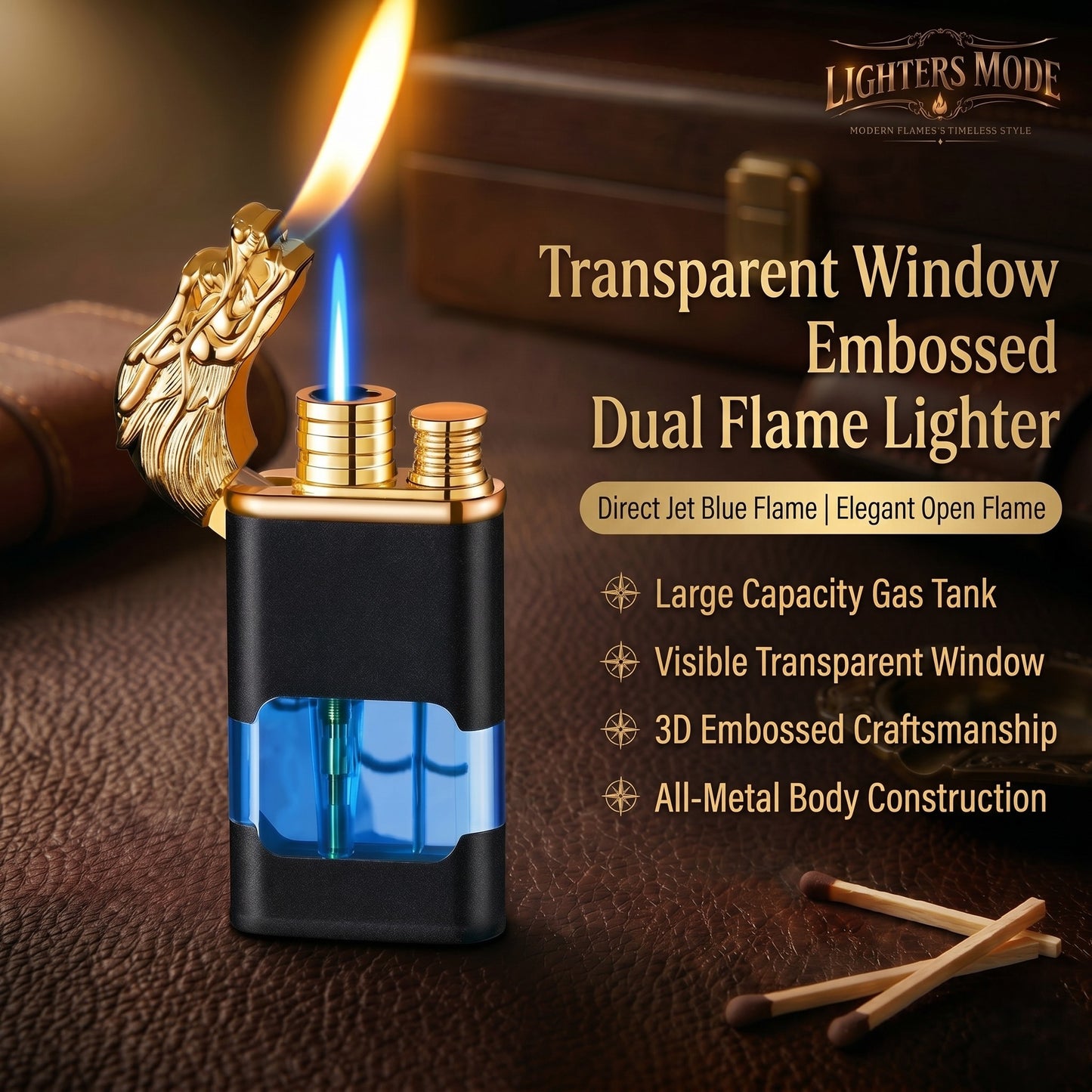 𝐏𝐫𝐞𝐦𝐢𝐮𝐦 𝐃𝐫𝐚𝐠𝐨𝐧 𝐃𝐮𝐚𝐥 𝐅𝐥𝐚𝐦𝐞 𝐋𝐢𝐠𝐡𝐭𝐞𝐫 - 𝐋𝐚𝐫𝐠𝐞 𝐓𝐚𝐧𝐤 𝐑𝐞𝐟𝐢𝐥𝐥𝐚𝐛𝐥𝐞 𝐌𝐞𝐭𝐚𝐥 𝐋𝐢𝐠𝐡𝐭𝐞𝐫